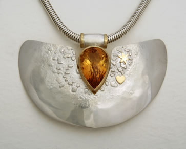 A silver necklace with Citrine, commissioned for Lucy